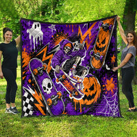 Halloween Skeleton Skateboarder Quilt Graffiti Ghost Pumpkin Streetwear Graphic