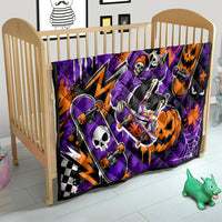 Halloween Skeleton Skateboarder Quilt Graffiti Ghost Pumpkin Streetwear Graphic