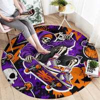 Halloween Skeleton Skateboarder Round Carpet Graffiti Ghost Pumpkin Streetwear Graphic