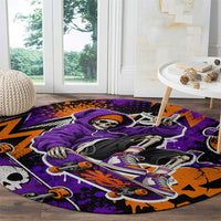 Halloween Skeleton Skateboarder Round Carpet Graffiti Ghost Pumpkin Streetwear Graphic