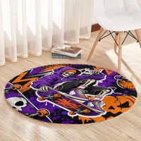 Halloween Skeleton Skateboarder Round Carpet Graffiti Ghost Pumpkin Streetwear Graphic