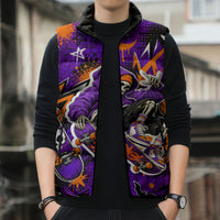 Halloween Skeleton Skateboarder Sleeveless Puffer Jacket Graffiti Ghost Pumpkin Streetwear Graphic