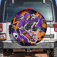 Halloween Skeleton Skateboarder Spare Tire Cover Graffiti Ghost Pumpkin Streetwear Graphic