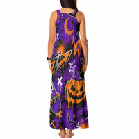 Halloween Skeleton Skateboarder Tank Maxi Dress Graffiti Ghost Pumpkin Streetwear Graphic