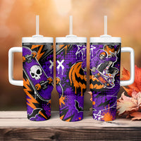 Halloween Skeleton Skateboarder Tumbler With Handle Graffiti Ghost Pumpkin Streetwear Graphic