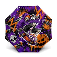 Halloween Skeleton Skateboarder Umbrella Graffiti Ghost Pumpkin Streetwear Graphic