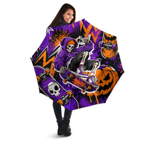 Halloween Skeleton Skateboarder Umbrella Graffiti Ghost Pumpkin Streetwear Graphic