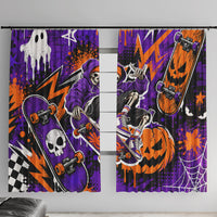 Halloween Skeleton Skateboarder Window Curtain Graffiti Ghost Pumpkin Streetwear Graphic