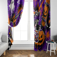 Halloween Skeleton Skateboarder Window Curtain Graffiti Ghost Pumpkin Streetwear Graphic