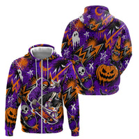 Halloween Skeleton Skateboarder Zip Hoodie Graffiti Ghost Pumpkin Streetwear Graphic