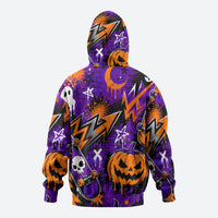 Halloween Skeleton Skateboarder Zip Hoodie Graffiti Ghost Pumpkin Streetwear Graphic
