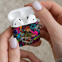 Skateboarding Monkey AirPods Case Neon Graffiti Spray Paint Urban Streetwear Art