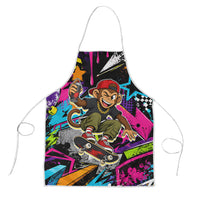 Skateboarding Monkey Apron Neon Graffiti Spray Paint Urban Streetwear Art