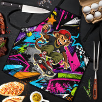 Skateboarding Monkey Apron Neon Graffiti Spray Paint Urban Streetwear Art