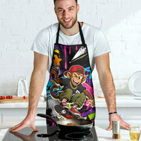 Skateboarding Monkey Apron Neon Graffiti Spray Paint Urban Streetwear Art