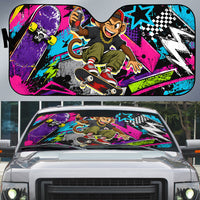 Skateboarding Monkey Auto Sun Shade Neon Graffiti Spray Paint Urban Streetwear Art