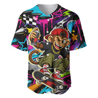 Skateboarding Monkey Baseball Jersey Neon Graffiti Spray Paint Urban Streetwear Art