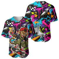 Skateboarding Monkey Baseball Jersey Neon Graffiti Spray Paint Urban Streetwear Art