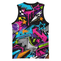 Skateboarding Monkey Basketball Jersey Neon Graffiti Spray Paint Urban Streetwear Art