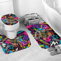 Skateboarding Monkey Bathroom Set Neon Graffiti Spray Paint Urban Streetwear Art