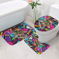 Skateboarding Monkey Bathroom Set Neon Graffiti Spray Paint Urban Streetwear Art