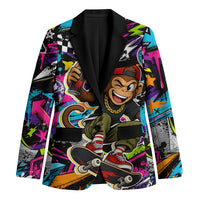 Skateboarding Monkey Blazer Neon Graffiti Spray Paint Urban Streetwear Art