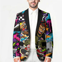 Skateboarding Monkey Blazer Neon Graffiti Spray Paint Urban Streetwear Art