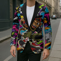 Skateboarding Monkey Blazer Neon Graffiti Spray Paint Urban Streetwear Art