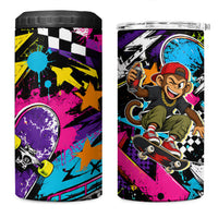 Skateboarding Monkey 4 in 1 Can Cooler Tumbler Neon Graffiti Spray Paint Urban Streetwear Art