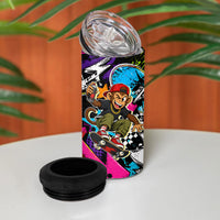 Skateboarding Monkey 4 in 1 Can Cooler Tumbler Neon Graffiti Spray Paint Urban Streetwear Art