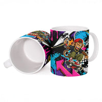 Skateboarding Monkey Ceramic Mug Neon Graffiti Spray Paint Urban Streetwear Art