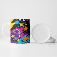 Skateboarding Monkey Ceramic Mug Neon Graffiti Spray Paint Urban Streetwear Art
