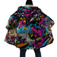 Skateboarding Monkey Cloak Neon Graffiti Spray Paint Urban Streetwear Art