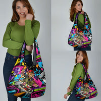 Skateboarding Monkey Grocery Bag Neon Graffiti Spray Paint Urban Streetwear Art