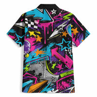 Skateboarding Monkey Hawaiian Shirt Neon Graffiti Spray Paint Urban Streetwear Art