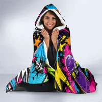 Skateboarding Monkey Hooded Blanket Neon Graffiti Spray Paint Urban Streetwear Art