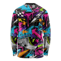 Skateboarding Monkey Long Sleeve Shirt Neon Graffiti Spray Paint Urban Streetwear Art