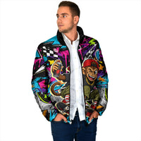 Skateboarding Monkey Padded Jacket Neon Graffiti Spray Paint Urban Streetwear Art