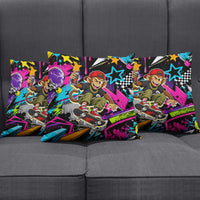 Skateboarding Monkey Pillow Cover Neon Graffiti Spray Paint Urban Streetwear Art