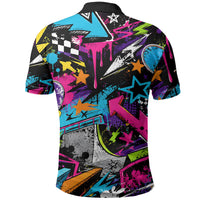 Skateboarding Monkey Polo Shirt Neon Graffiti Spray Paint Urban Streetwear Art