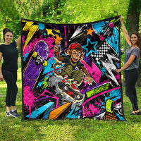 Skateboarding Monkey Quilt Neon Graffiti Spray Paint Urban Streetwear Art