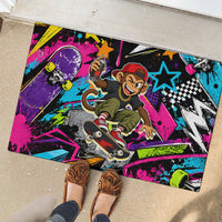 Skateboarding Monkey Rubber Doormat Neon Graffiti Spray Paint Urban Streetwear Art