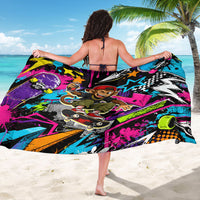 Skateboarding Monkey Sarong Neon Graffiti Spray Paint Urban Streetwear Art