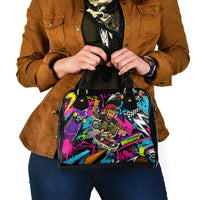 Skateboarding Monkey Shoulder Handbag Neon Graffiti Spray Paint Urban Streetwear Art