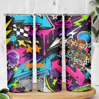 Skateboarding Monkey Skinny Tumbler Neon Graffiti Spray Paint Urban Streetwear Art