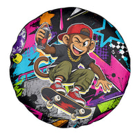 Skateboarding Monkey Spare Tire Cover Neon Graffiti Spray Paint Urban Streetwear Art