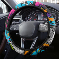 Skateboarding Monkey Steering Wheel Cover Neon Graffiti Spray Paint Urban Streetwear Art