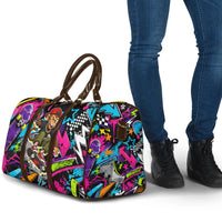 Skateboarding Monkey Travel Bag Neon Graffiti Spray Paint Urban Streetwear Art