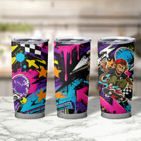 Skateboarding Monkey Tumbler Cup Neon Graffiti Spray Paint Urban Streetwear Art