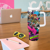Skateboarding Monkey Tumbler With Handle Neon Graffiti Spray Paint Urban Streetwear Art